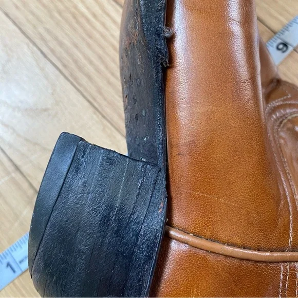 Tony Lama Tan Leather Heeled Boots - Picture 14 of 16